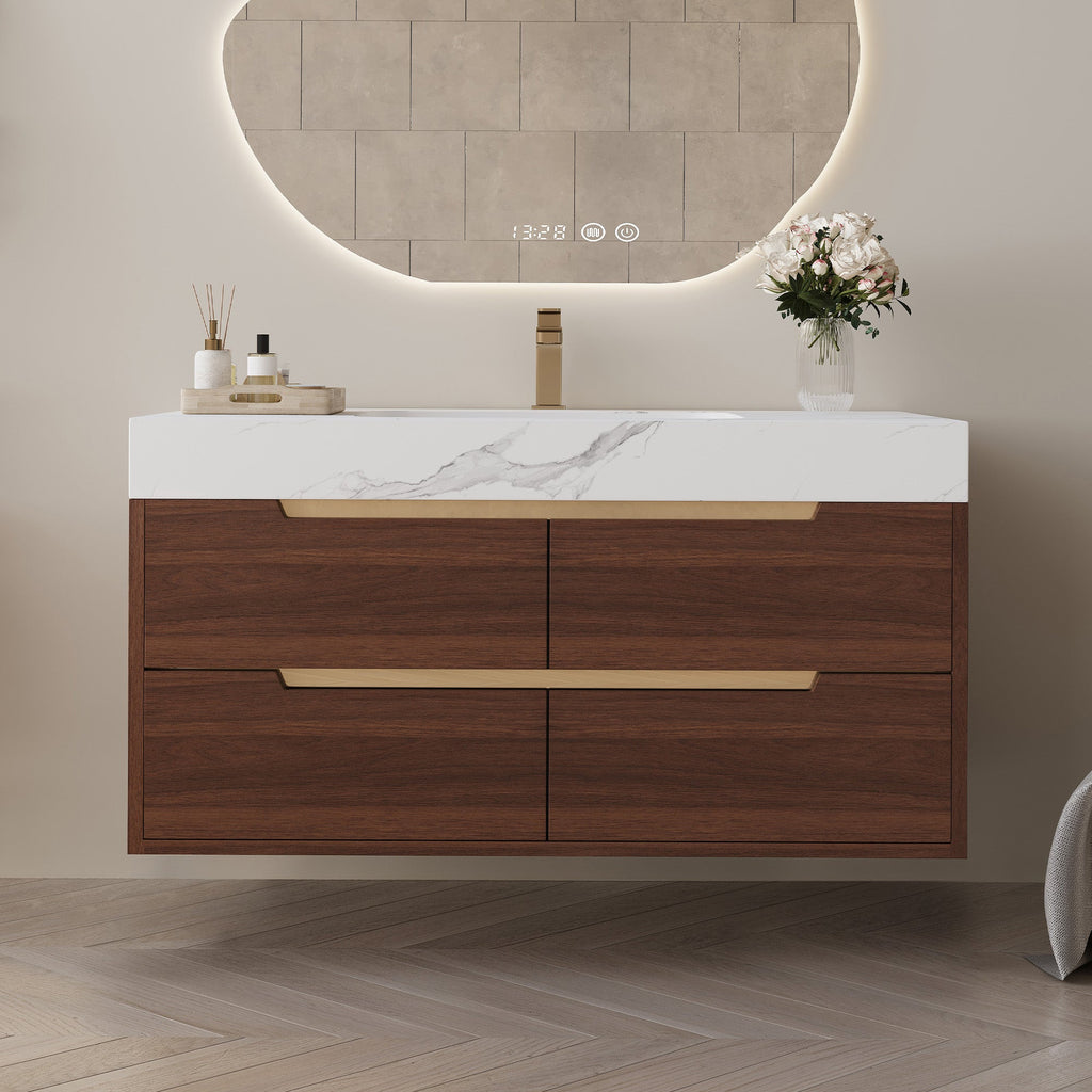 35.4" Farmhouse Free-standing Sintered Stone Bathroom Vanity with Undermount Sink