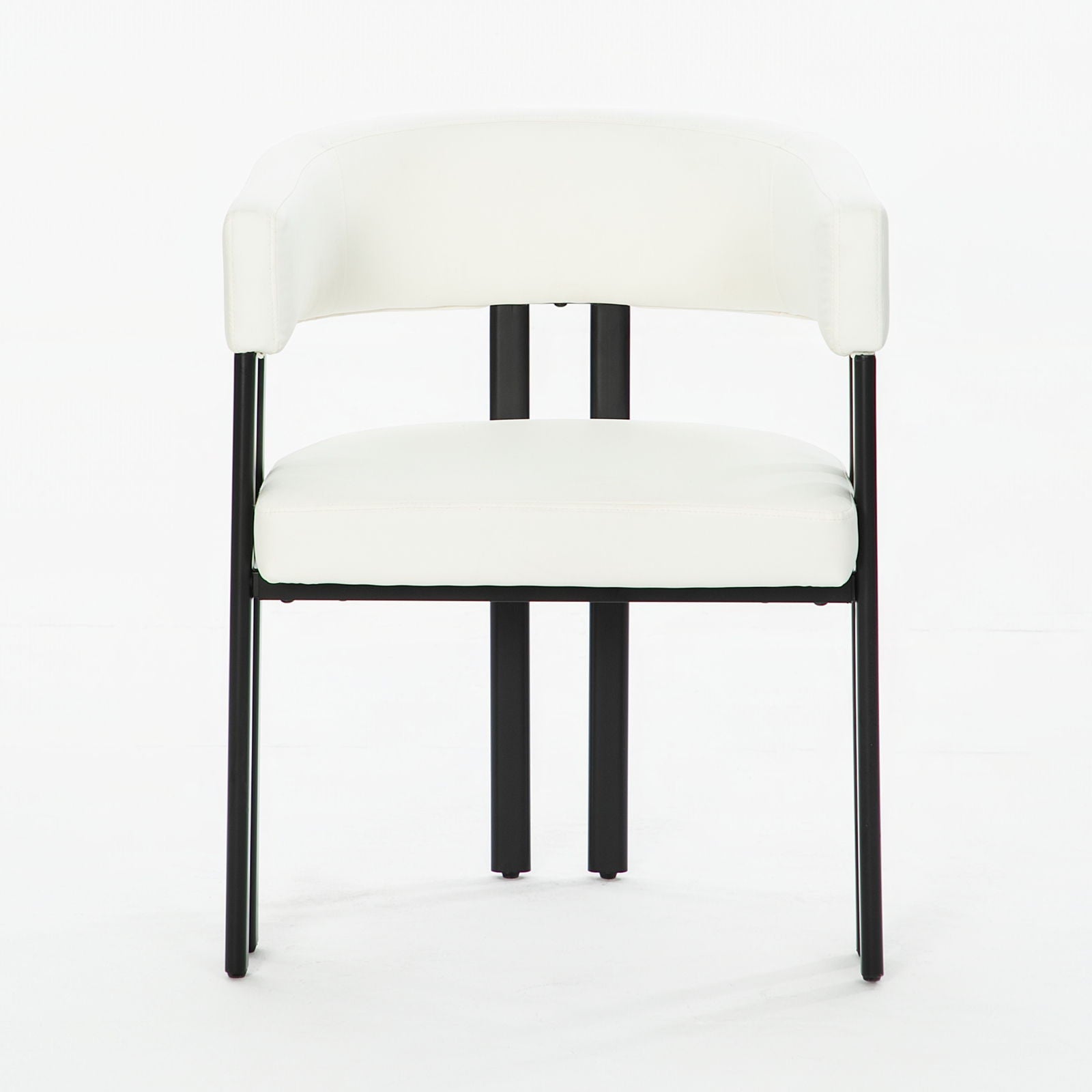 Modern Dining Upholstered Barrel Chair With Curved Back And Armrests