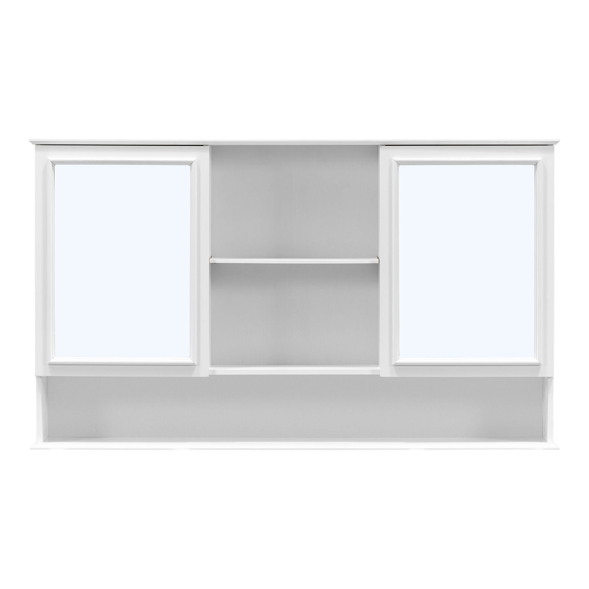 Wall Mounted Bathroom Medicine Cabinet With Double Mirrored Doors