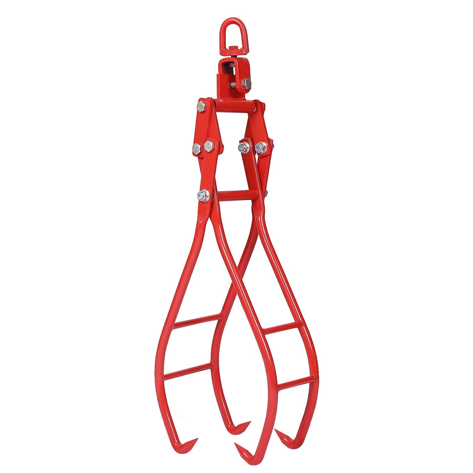 Heavy-Duty 4 Claw Timber Log Lifting Tongs Grabber - Red