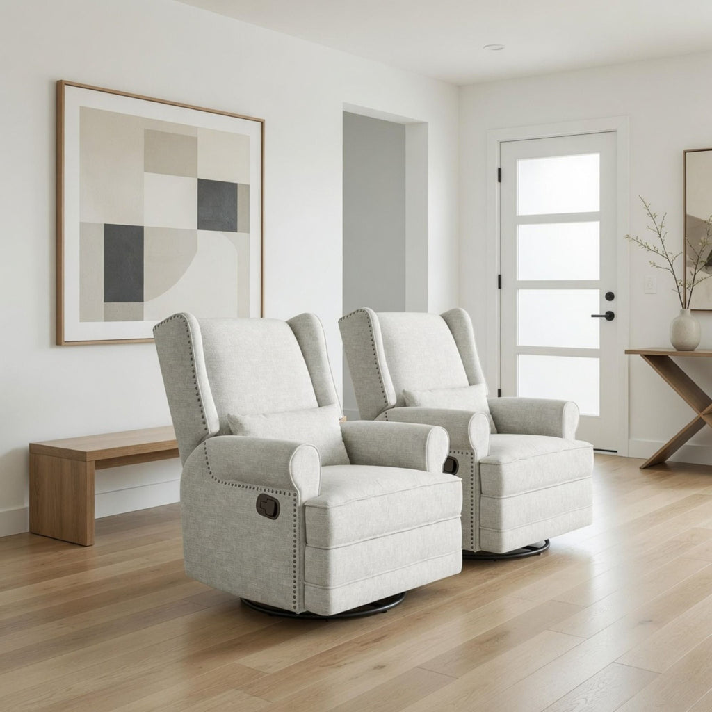 Extra Wide Swivel Recliner Glider Chair With Footrest