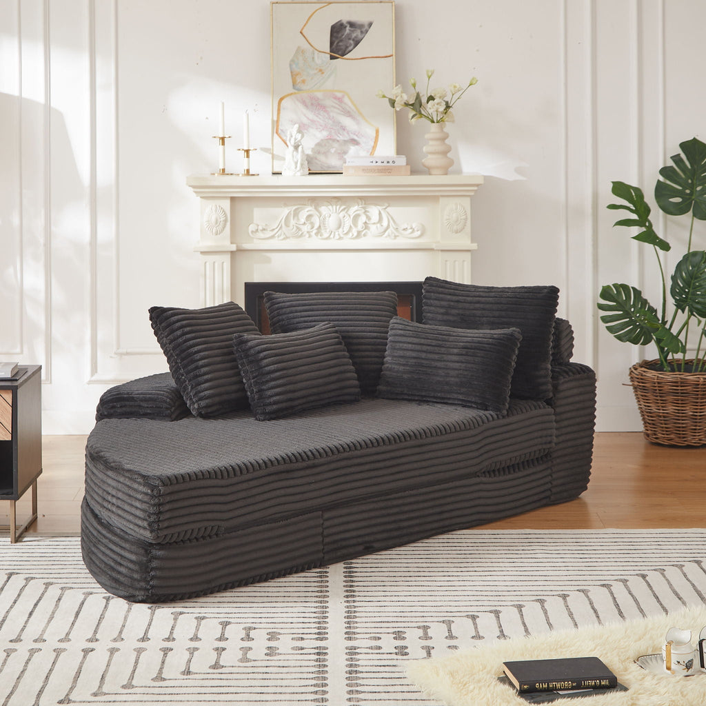 Semi Circular 2 In 1 Sofa Bed With Neck Pillow And Throw Pillows