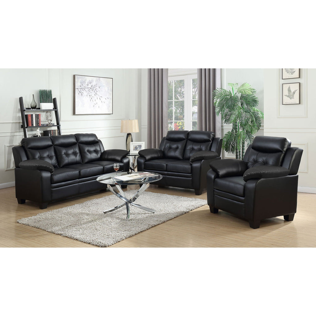 Eaton - Padded Sofa With Tufted Design - Black