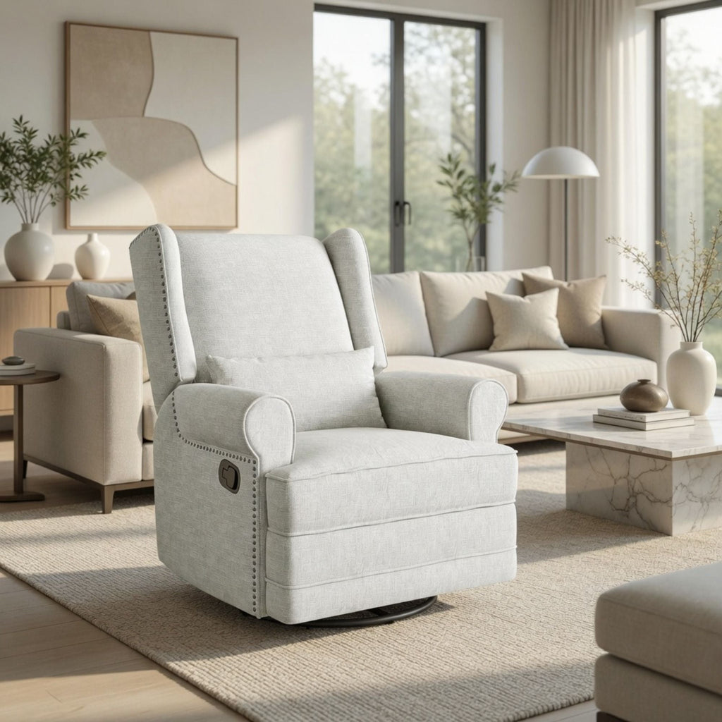 Extra Wide Swivel Recliner Glider Chair With Footrest
