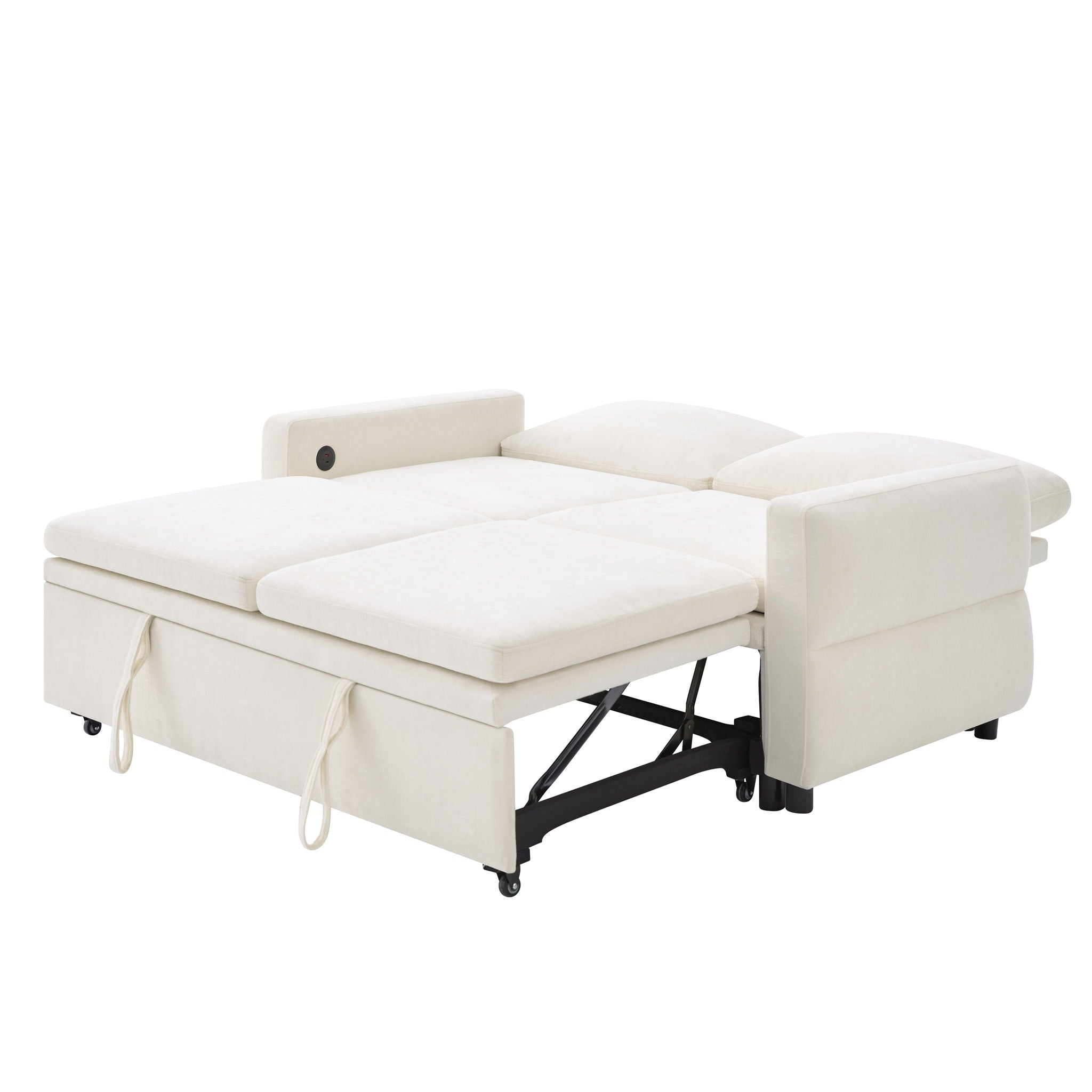 Convertible Sofa Bed Loveseat With Adjustable Backrest And USB Ports