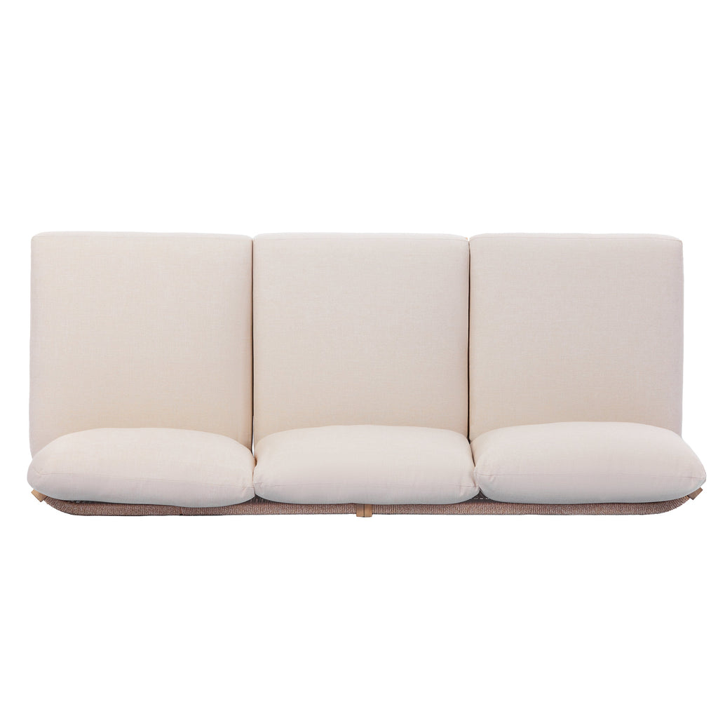 73.23" Outdoor Acacia Wood Frame Rope-Braided Backrest Three-Seater Sofa