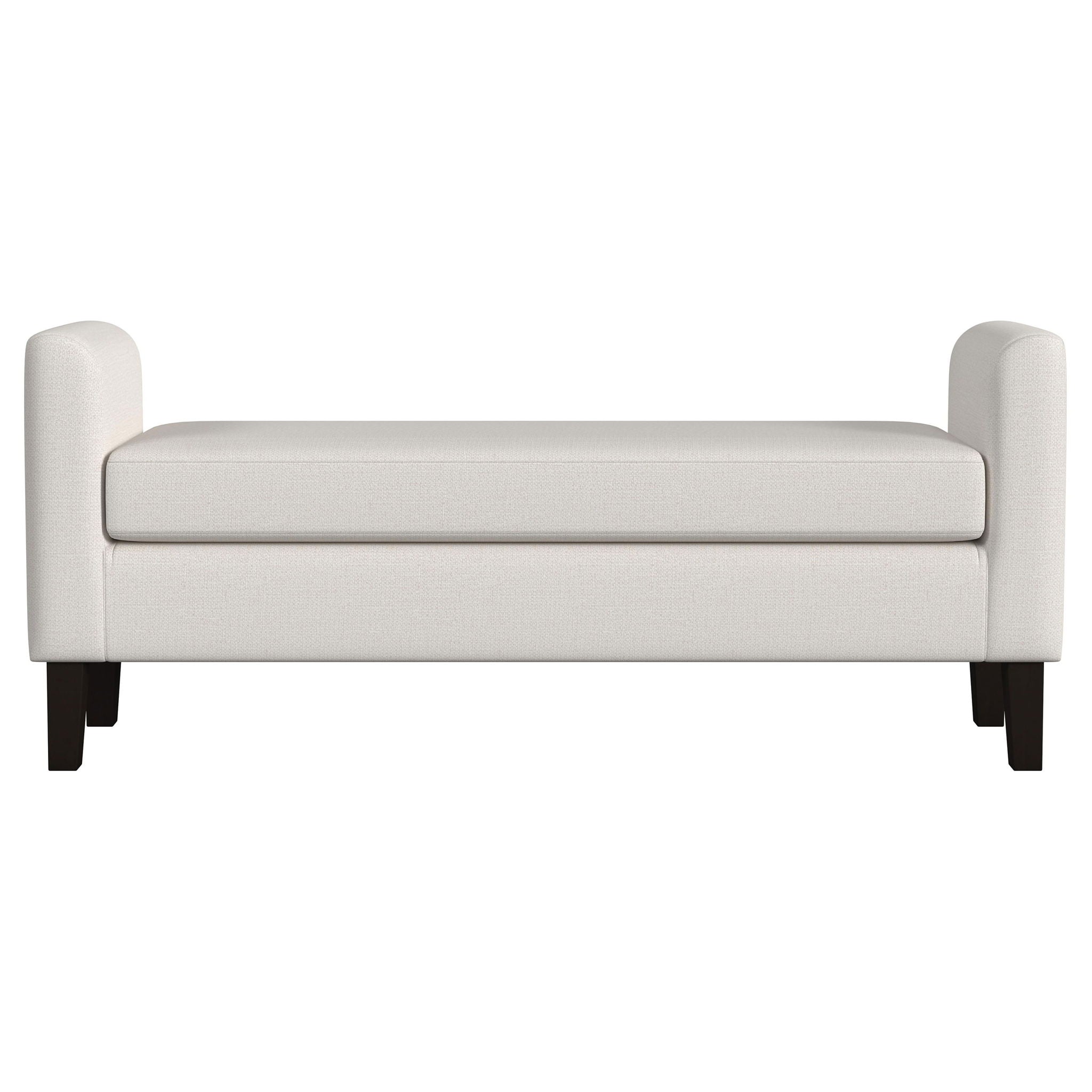 Hollis - Upholstered Accent Bench With Armrests Seating - Vanilla White