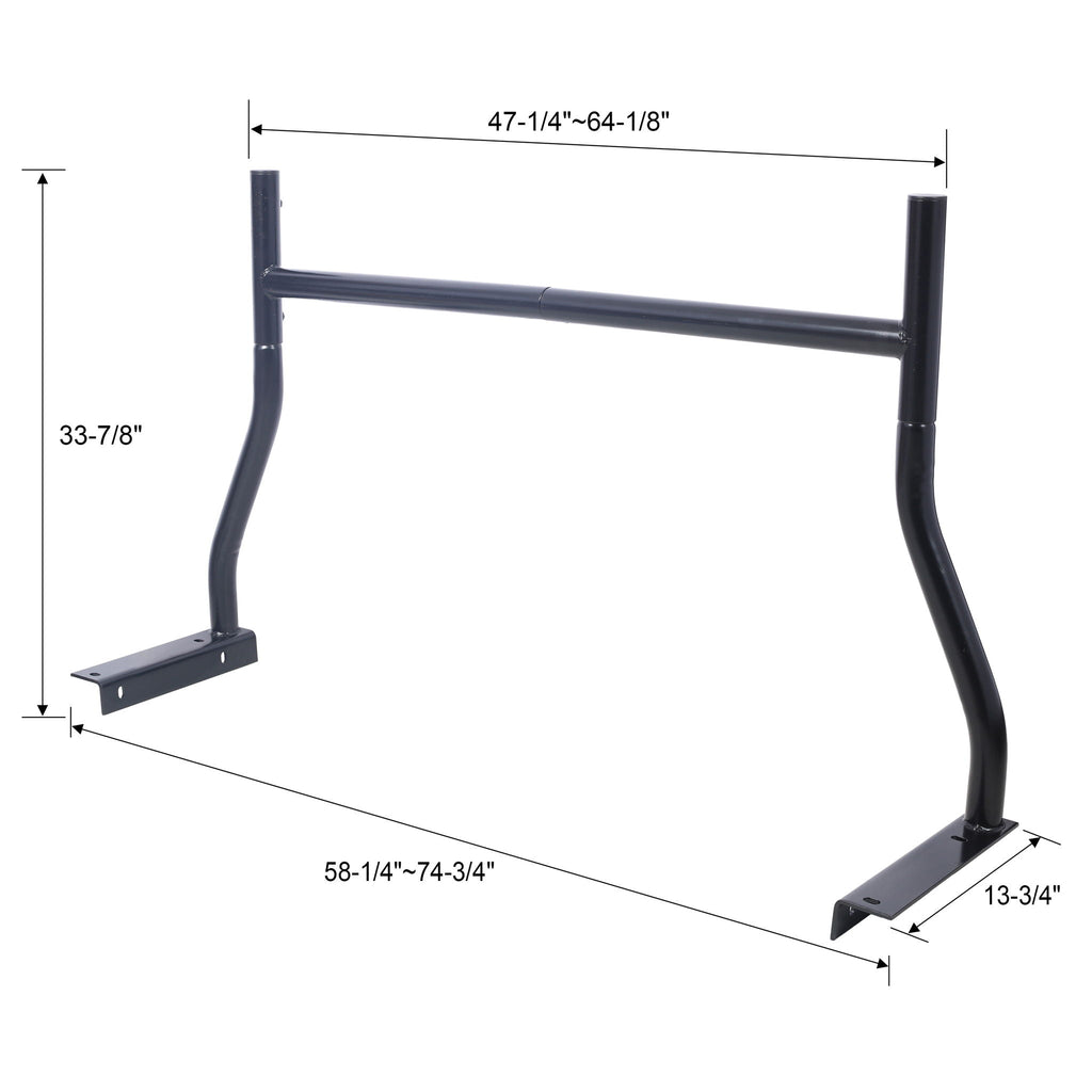 Universal Pick-Up Truck Rack 650 Lbs Adjustable Fit 2 Bars Utility Ladder Truck Cargo Rack - Black