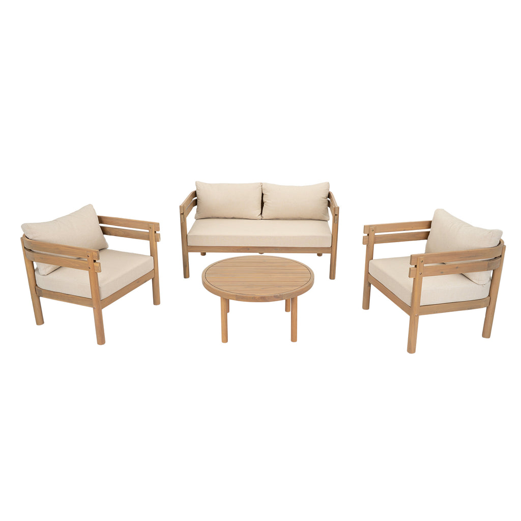 4-Piece Acacia Wood Patio Furniture Set