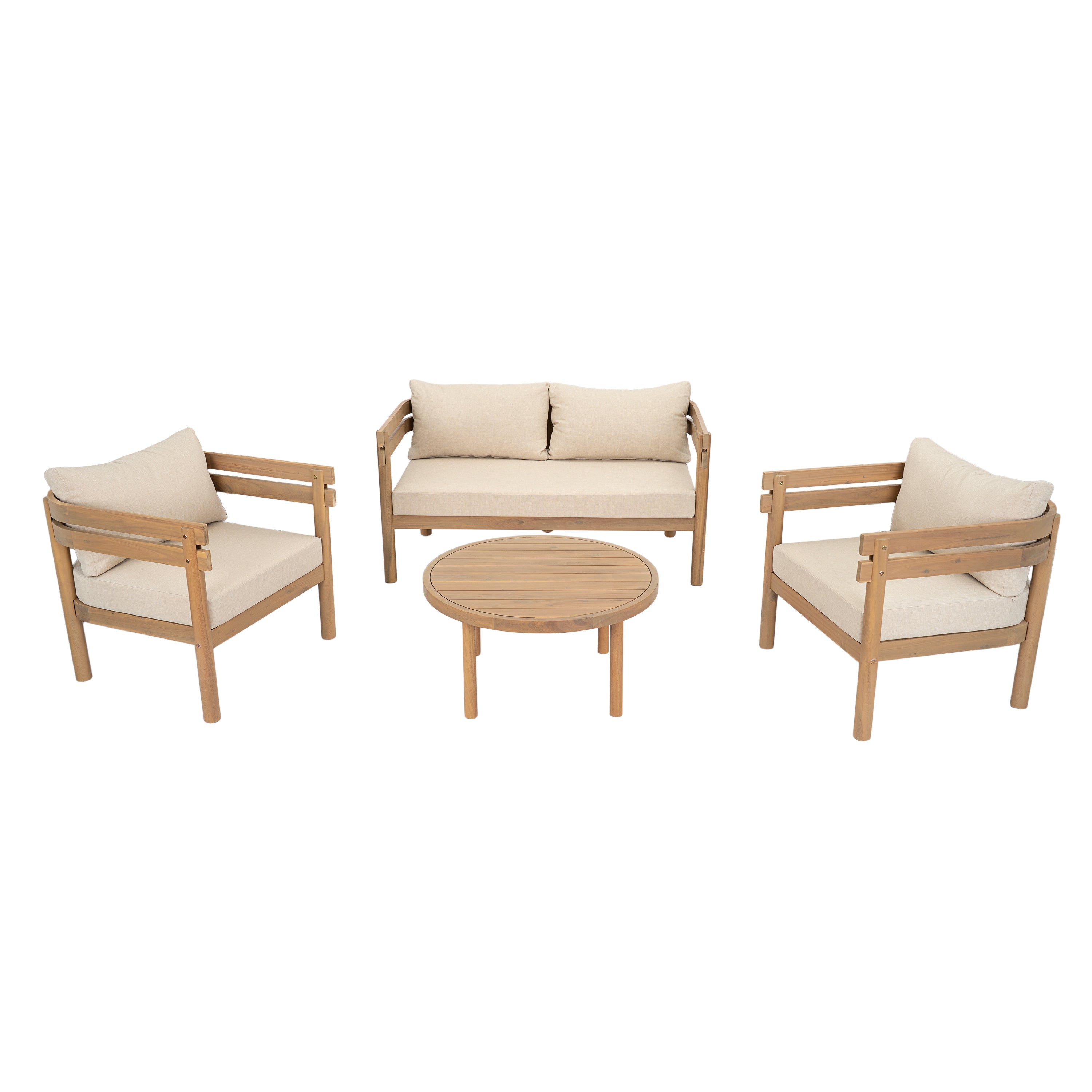 4-Piece Acacia Wood Patio Furniture Set