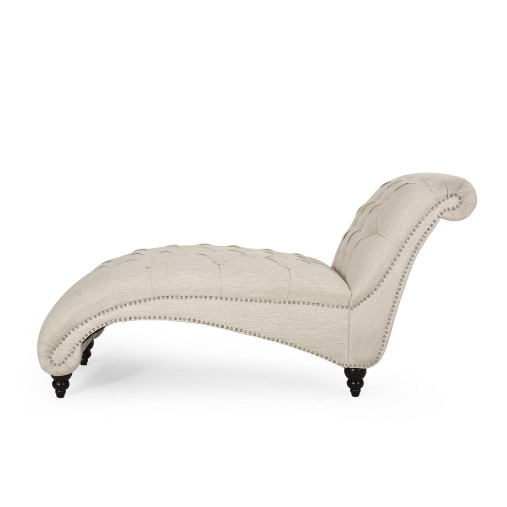 Chaise Lounge With Button Tufted Diamond Stitch
