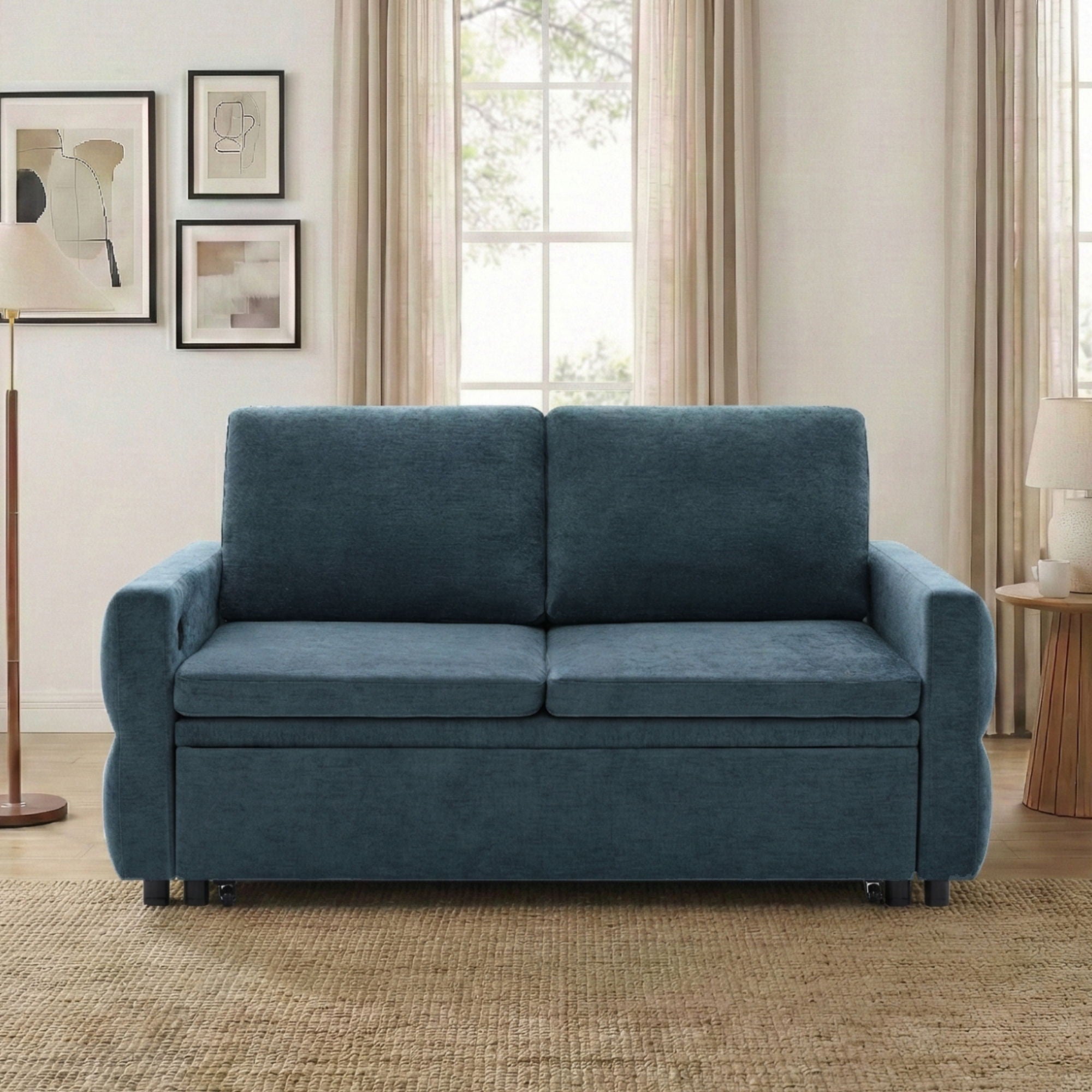 Convertible Sofa Bed Loveseat With Adjustable Backrest And USB Ports