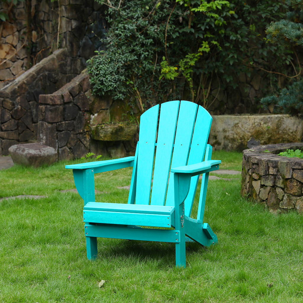Adirondack Folding Chair with Dual Cup Holders - Lake Blue
