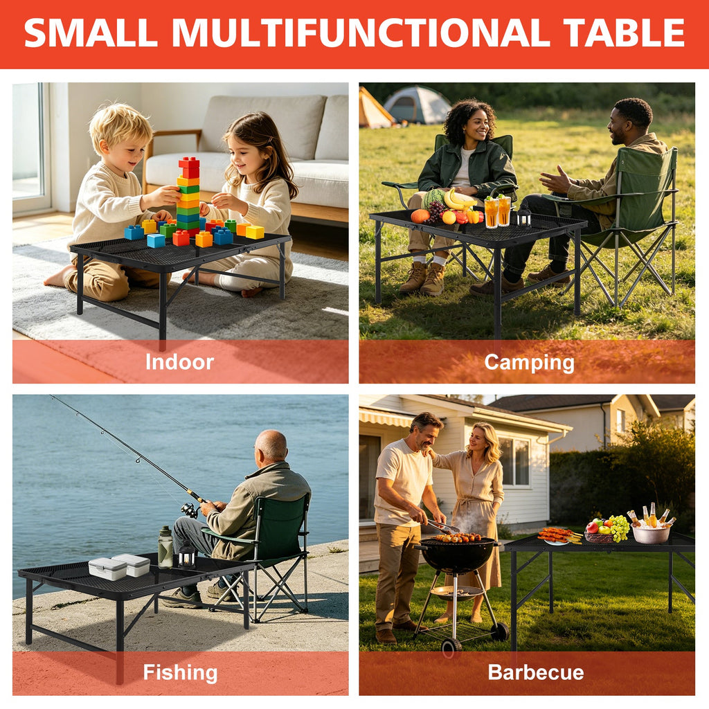 3FT Camping Table with Mesh Desktop, Lightweight & Portable Small Folding Grill Table