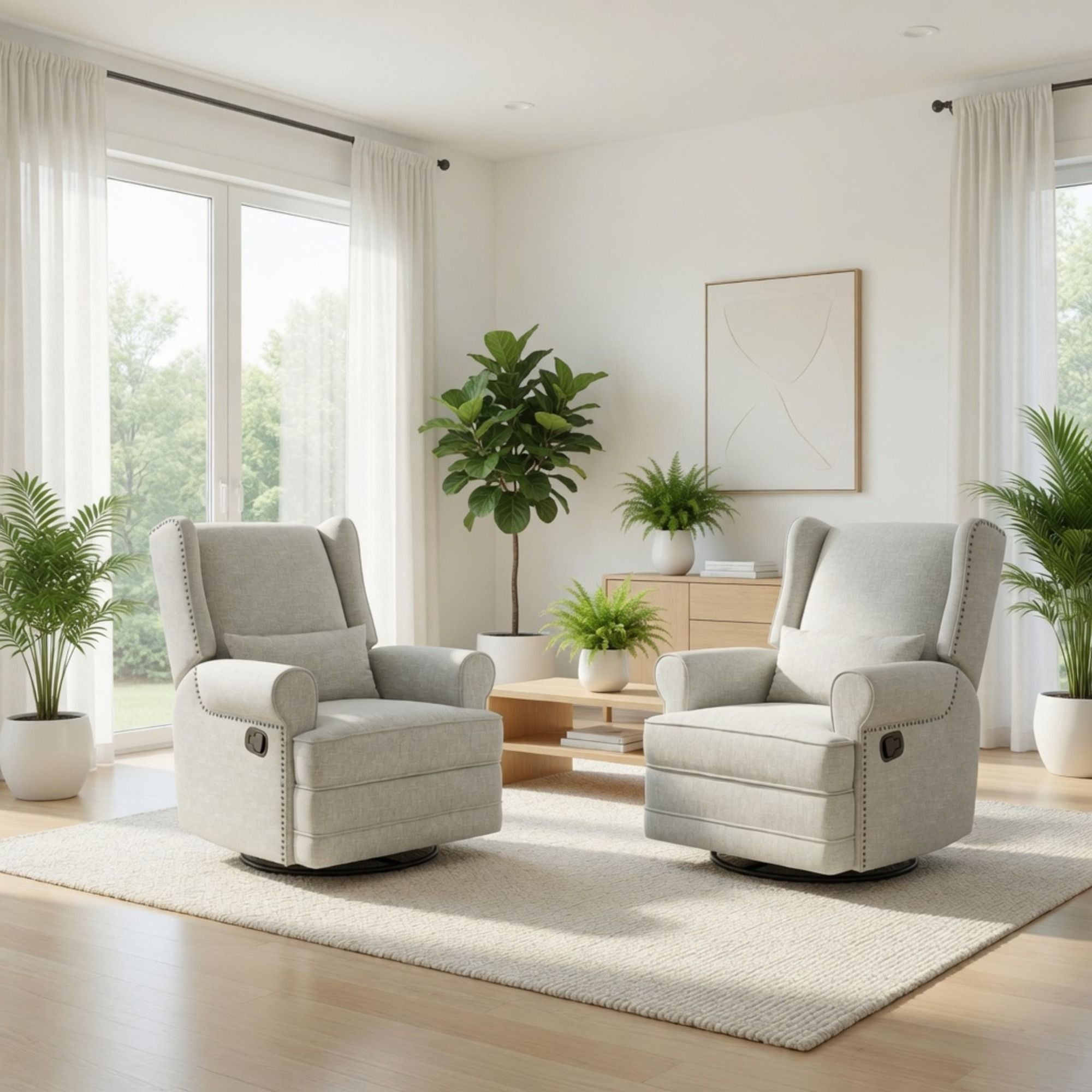 Extra Wide Swivel Recliner Glider Chair With Footrest