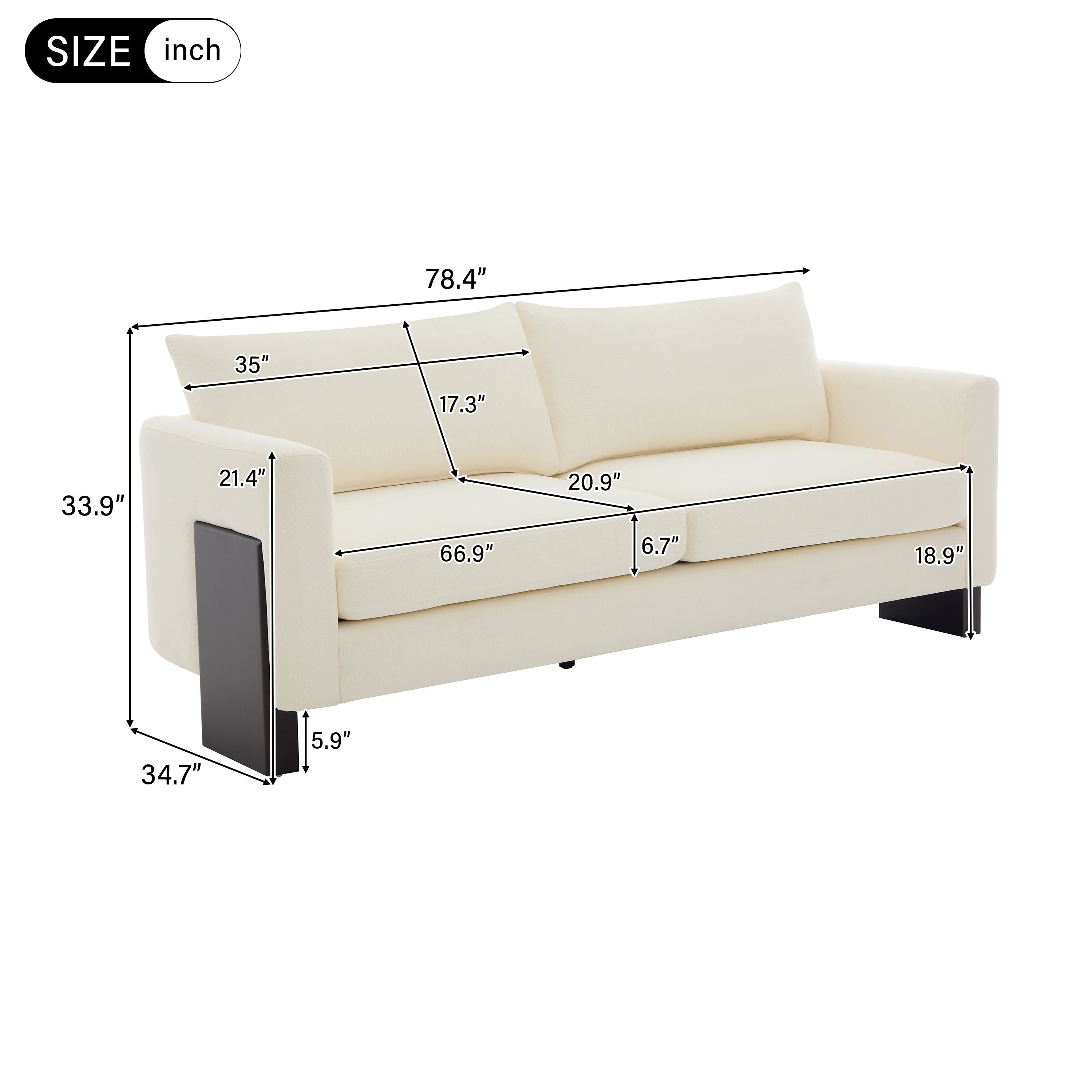 Cozy Sofa Set Oversized Comfy Cloud Sofa with Rubberwood Legs