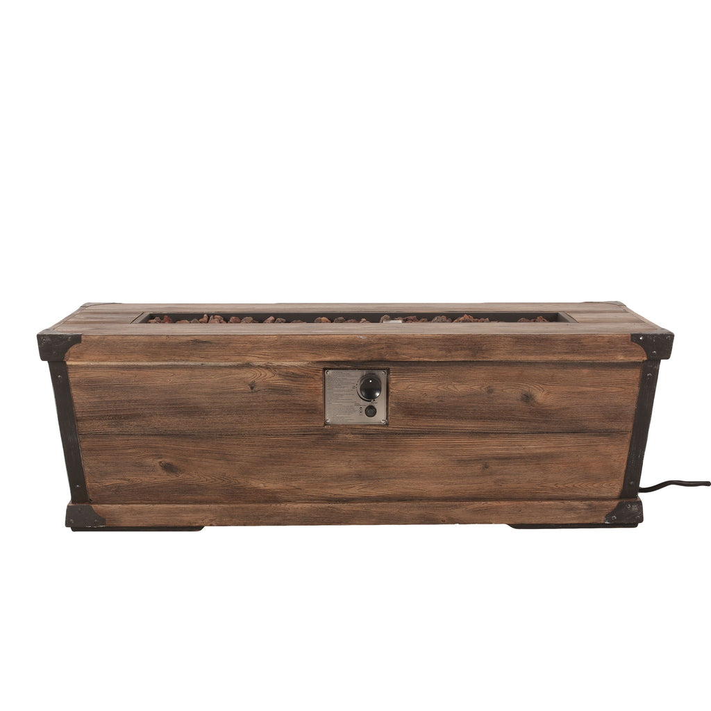 Outdoor Patio Rectangle Gas Burning Fire Pit - Wood Pattern