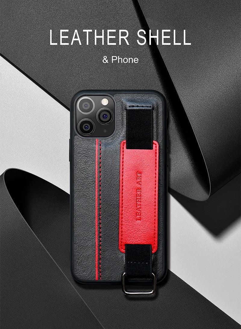 Classic Vintage Design Leather Belt Style With Strap Case for iPhone 14 13 12 Mini 11 Pro Max XS XR Max 8 7 6S Plus PU Leather Wristband Card Holder Full Cover Business Simple Iphone Case For Men And Women