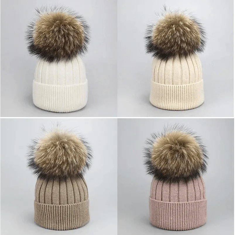 Cute Winter Warm Comfortable Cap Detachable Pom Pom Autumn Super Soft Fashionable Caps For Adults And Kids