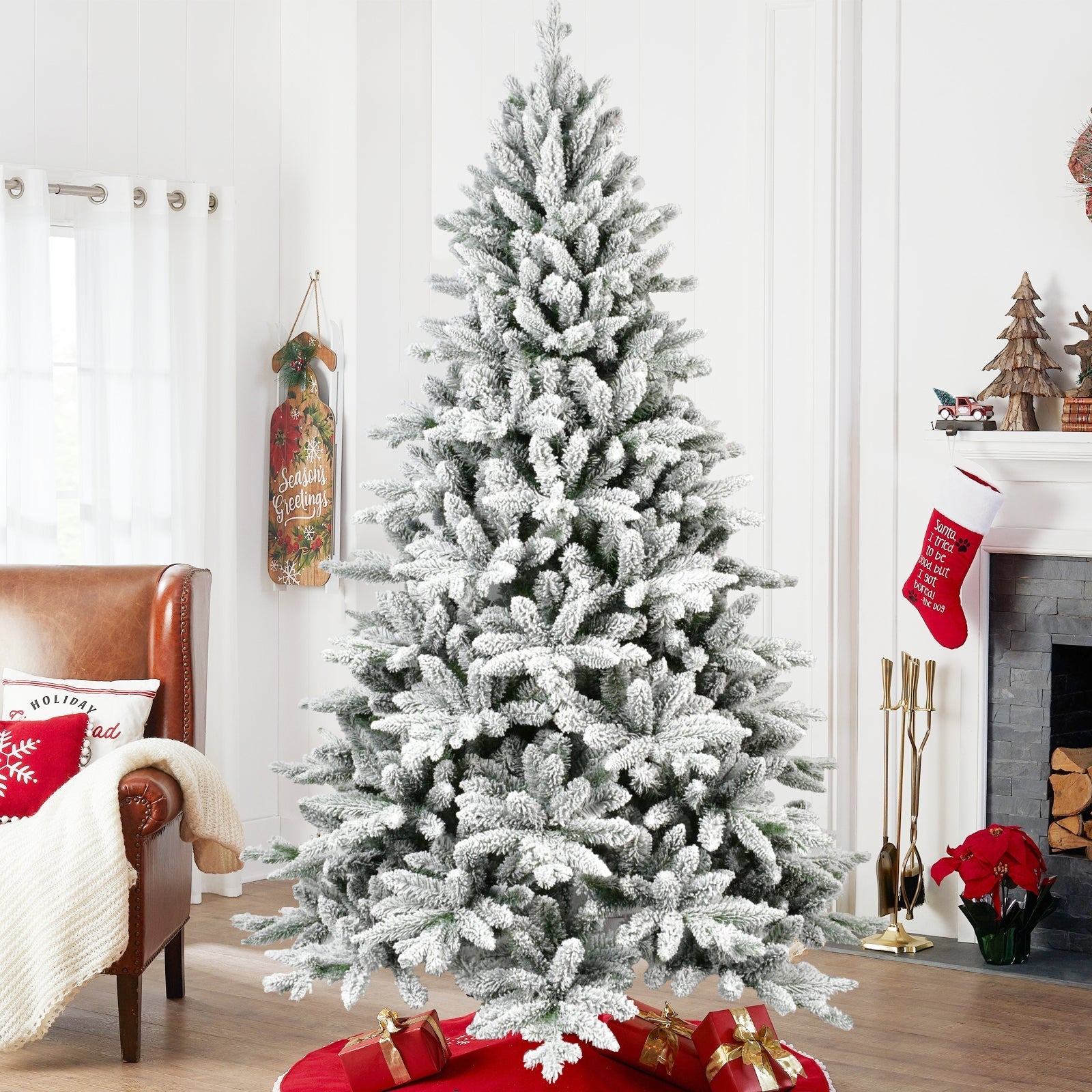 7ft Flocked Christmas Tree with 1514 Tips