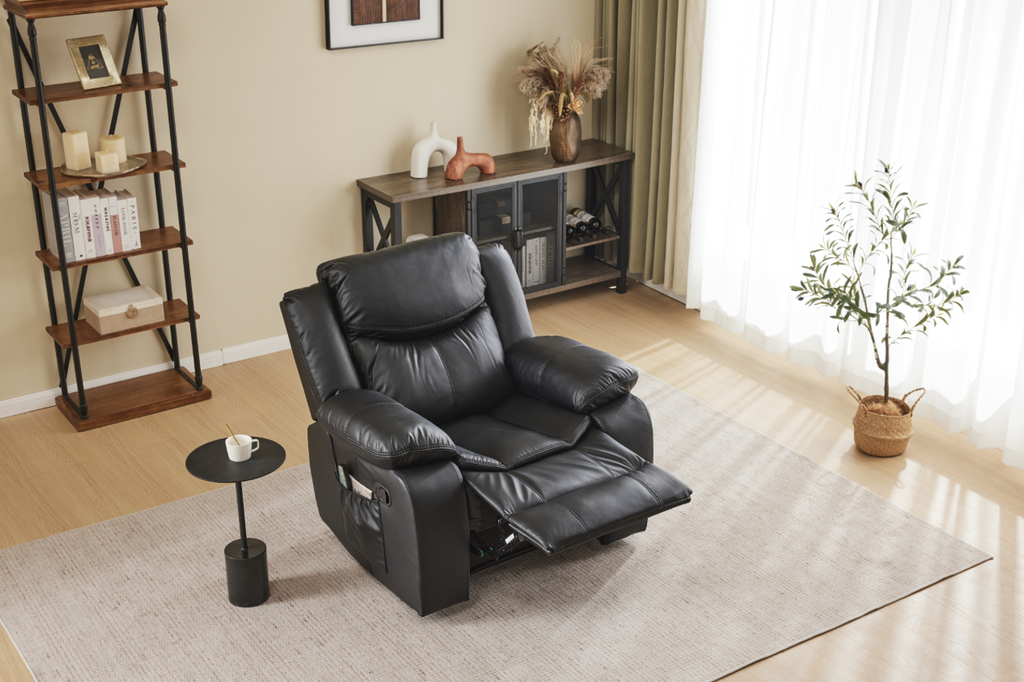 Black Color Air Leather Recliner Chair with Vibration and Heating