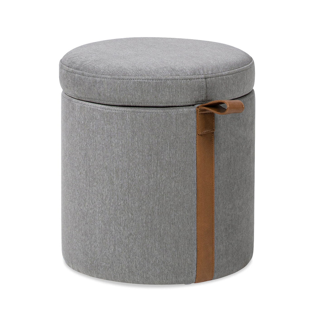 Brandy - Round Upholstered Storage Ottoman With Accent