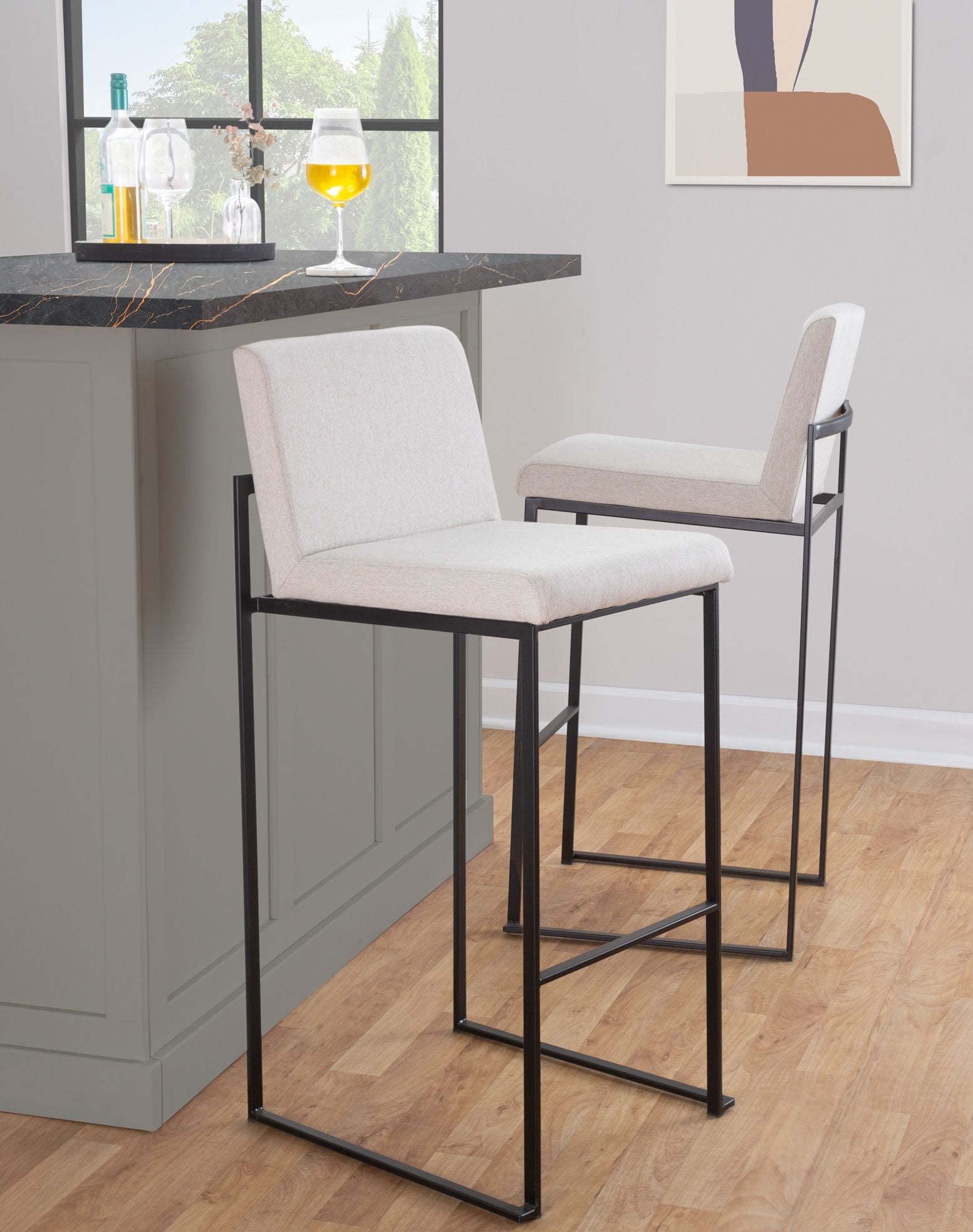 Fuji - Contemporary High Back Barstool Elegant Design