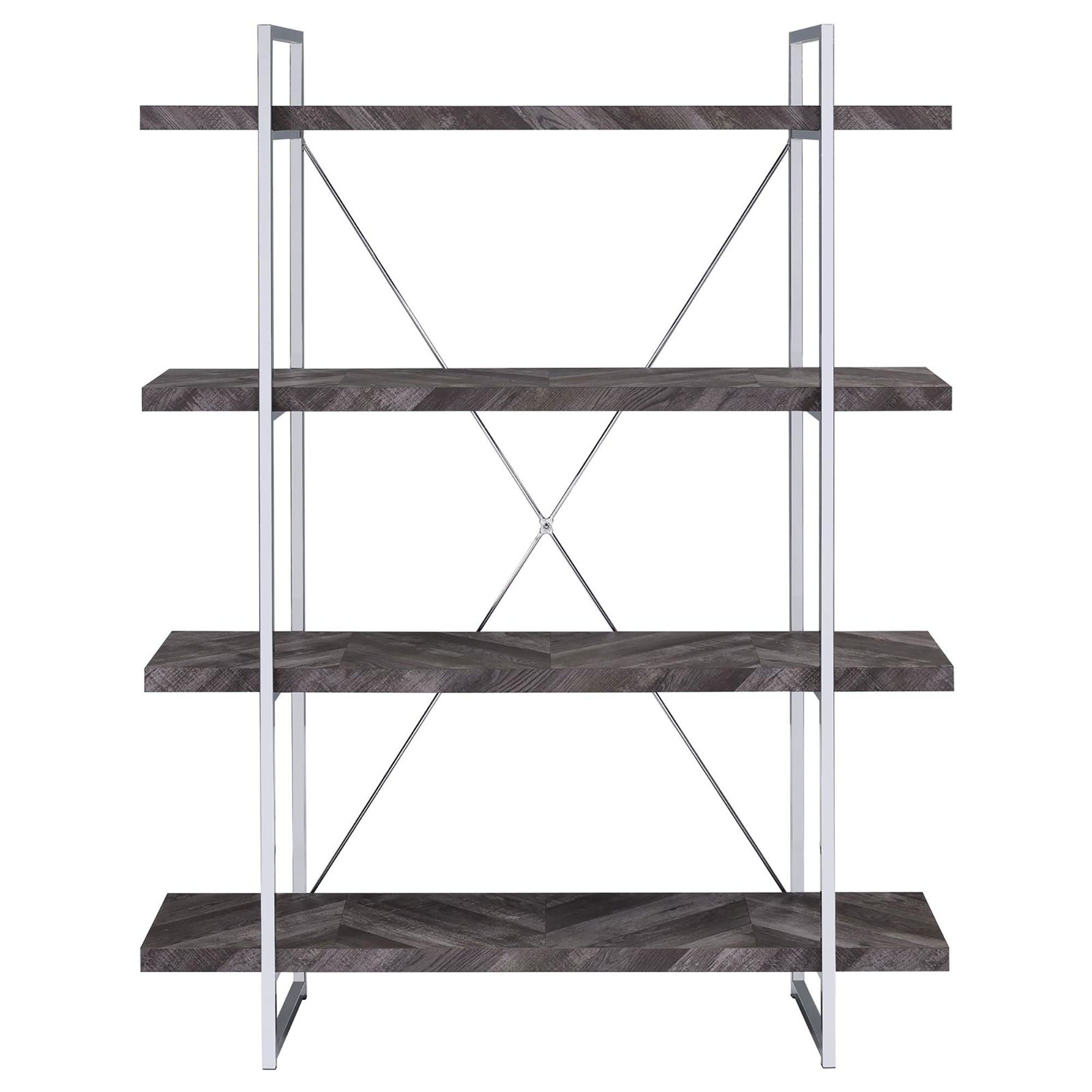 Herringbone - Bookcase With Full Length Shelf - Gray