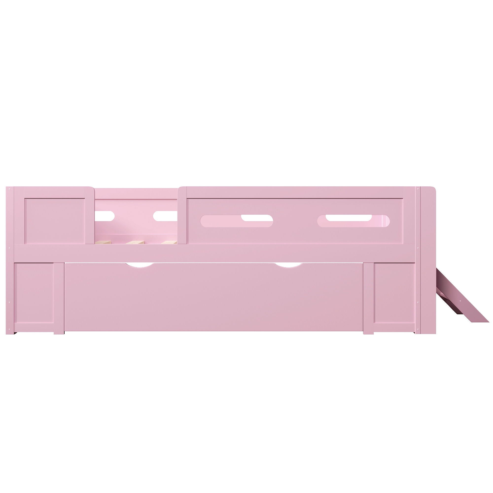 Platform Bed With Guardrail And Drawer