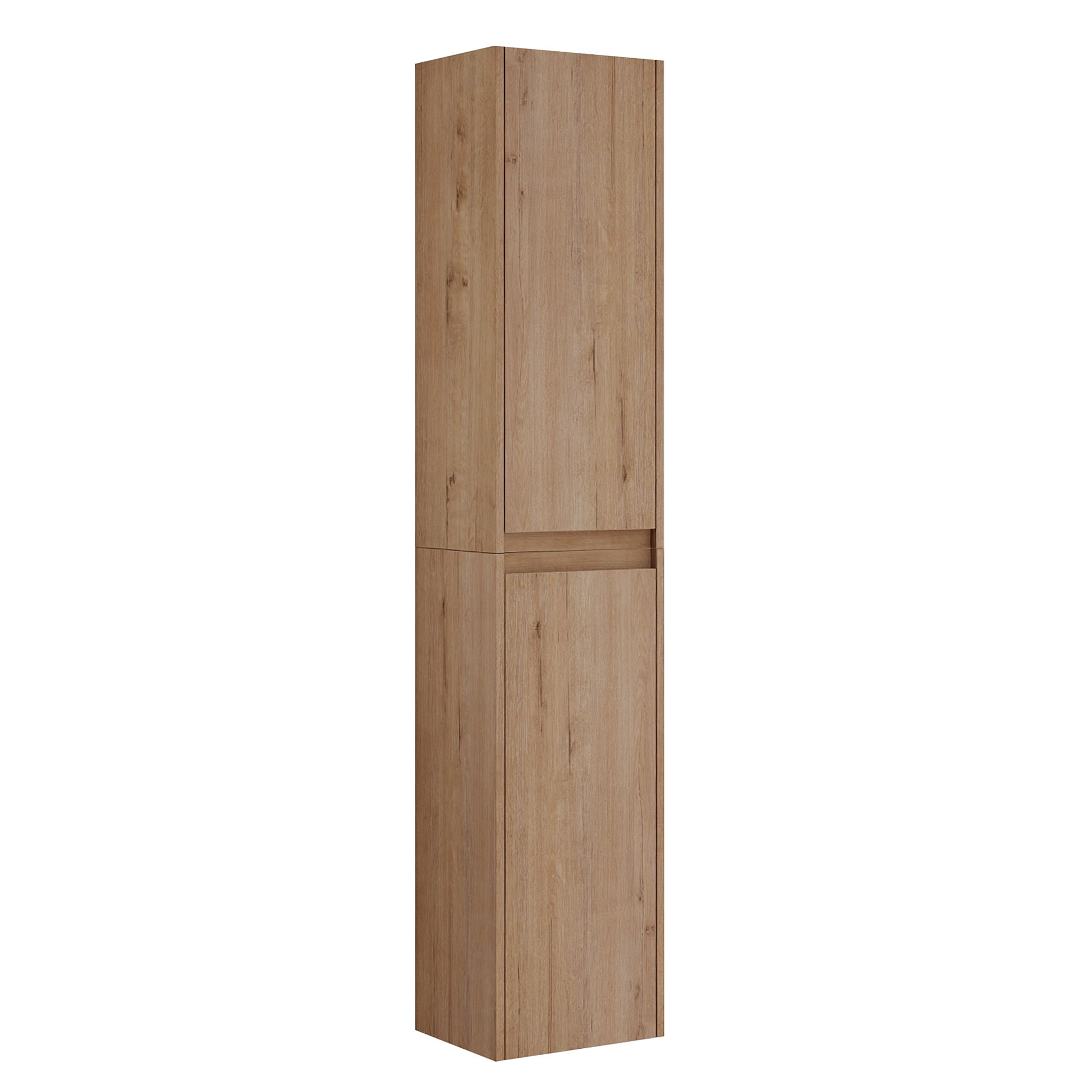 Modern Wall Mounted 30 Inch Bathroom Vanity With Resin Sink And 2 Side Cabinet In Imitative - Imitative Oak