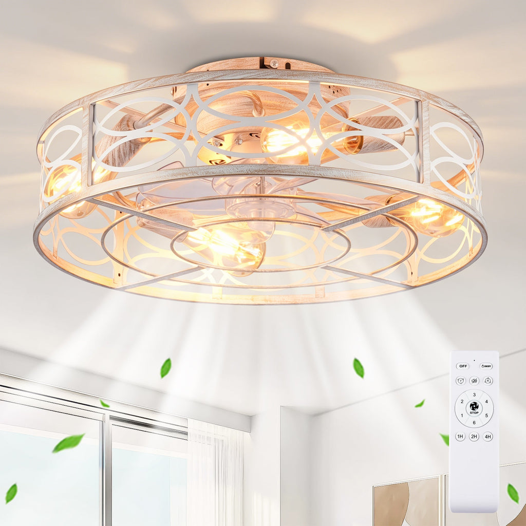20" Caged Ceiling Fan with Lights and Remote Control