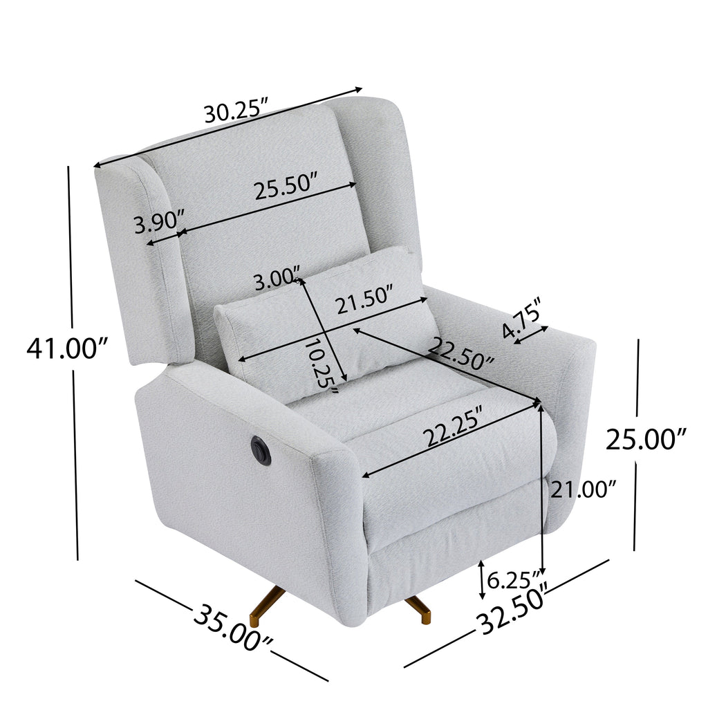 Power Recliner Chair Swivel Upholstered 360° Swivel Recliner