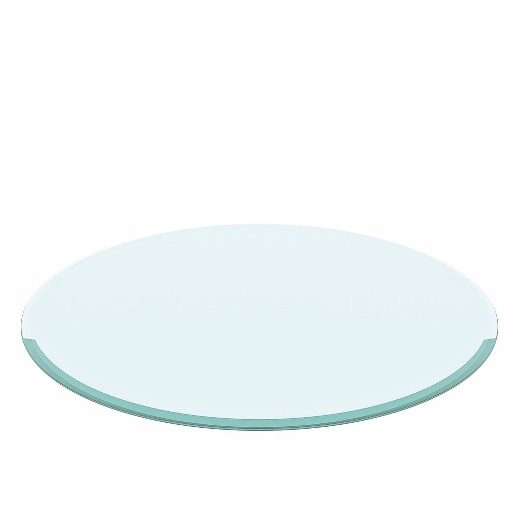 30" Round Tempered Glass Table Top Clear Glass 2 / 5" Thick Beveled Polished Edge - Transparent