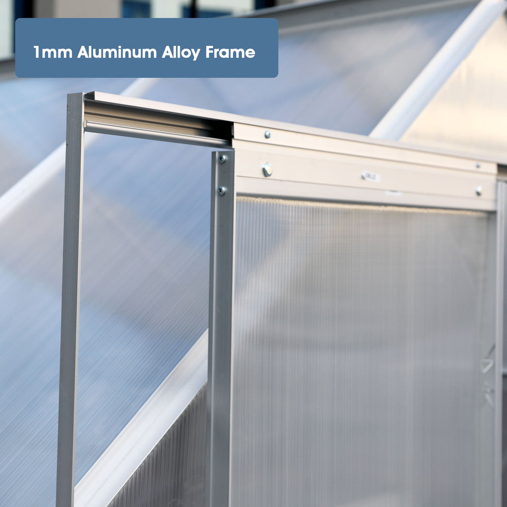 Walk-In Polycarbonate house & Roof Vent, Sliding Doors, Aluminum Hobby Hot House For Outdoor