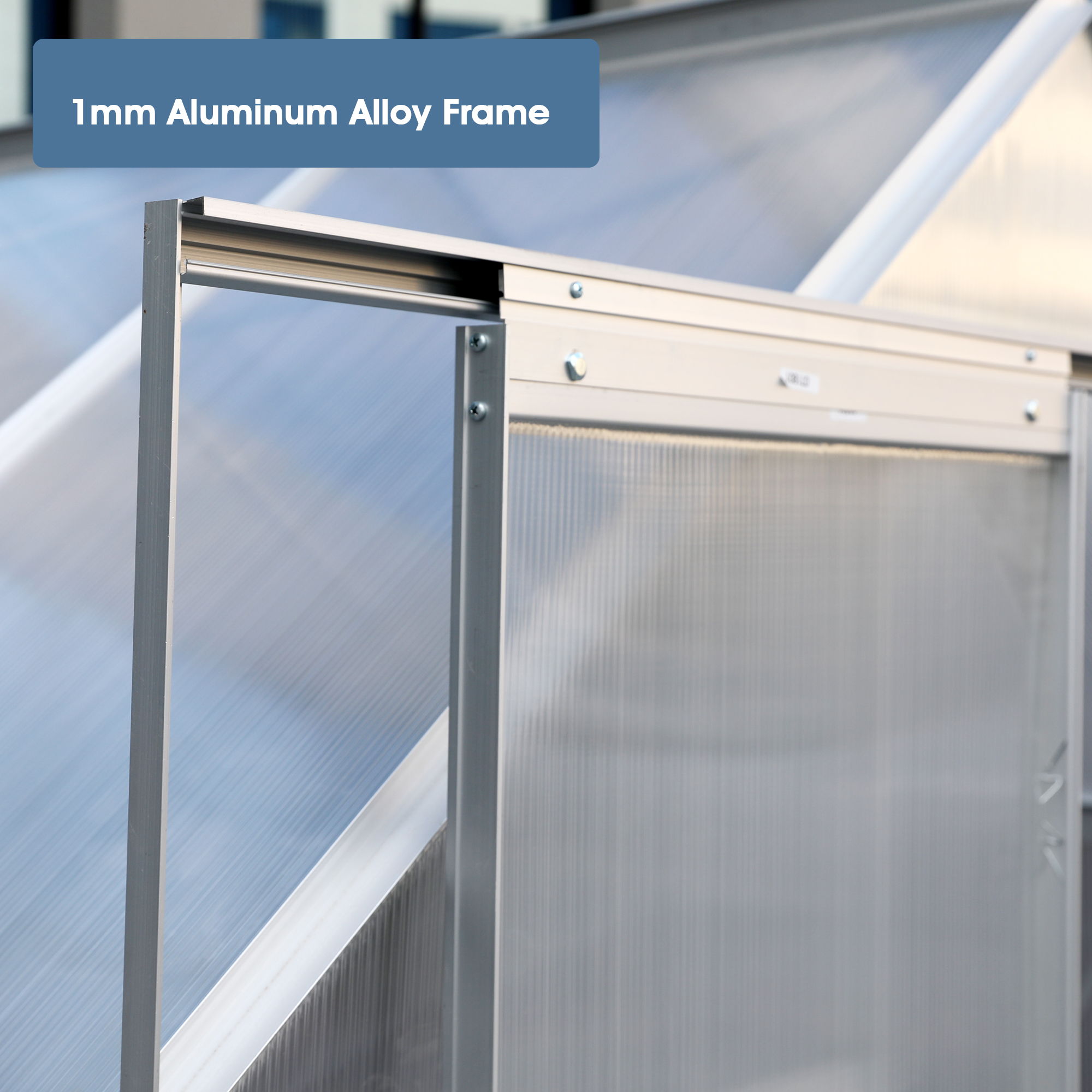 Walk-In Polycarbonate house & Roof Vent, Sliding Doors, Aluminum Hobby Hot House For Outdoor