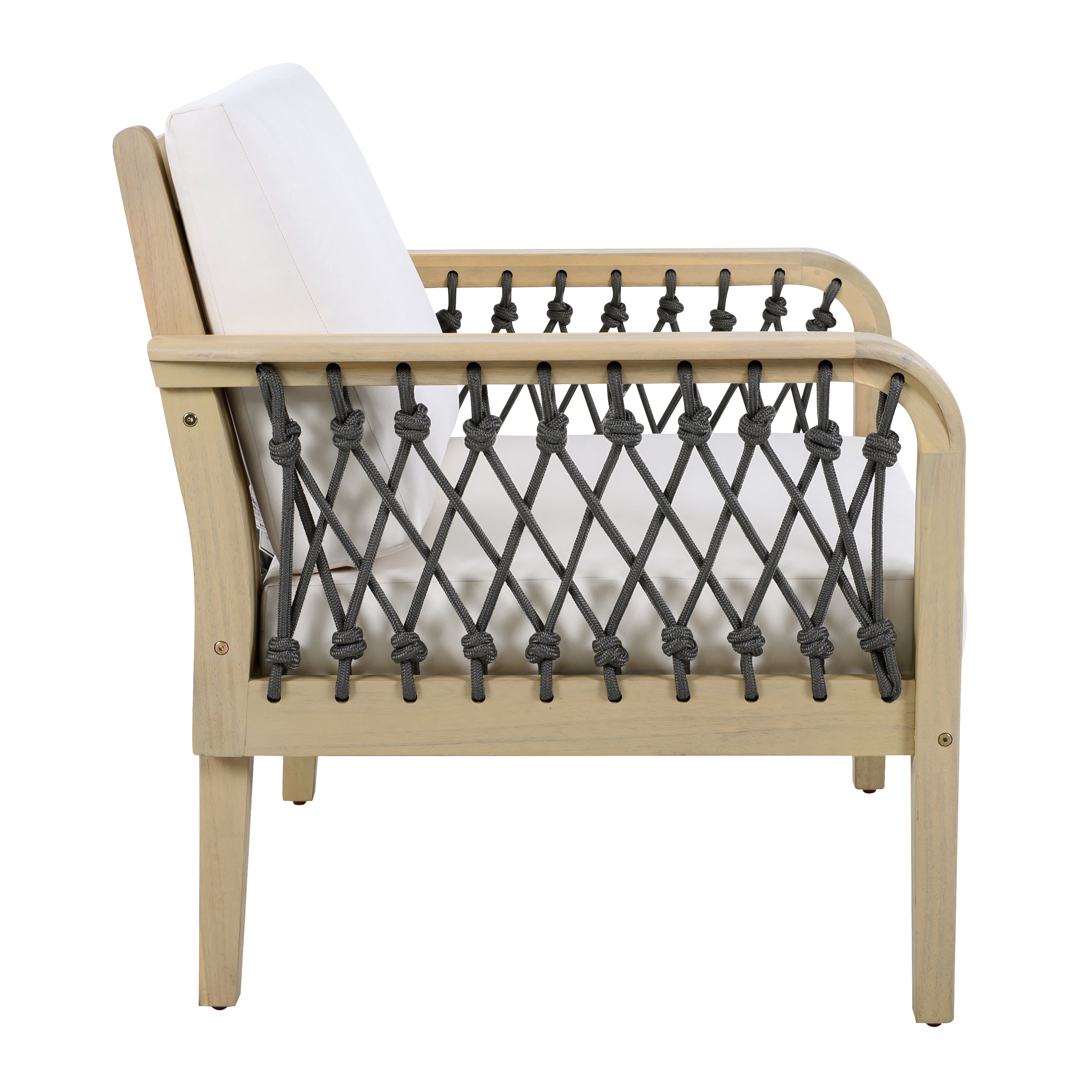 Outdoor Acacia Wood Club Chair with Handwoven Rope (Set of 2)