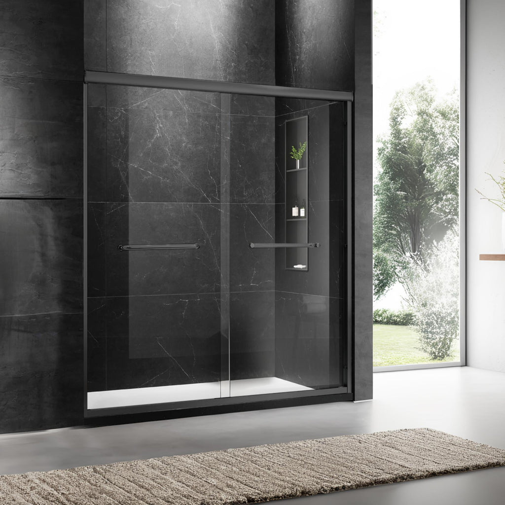 60" W x 74" H Door Sliding Frameless Shower Door with 6mm Tempered Glass LYM-02 Mat