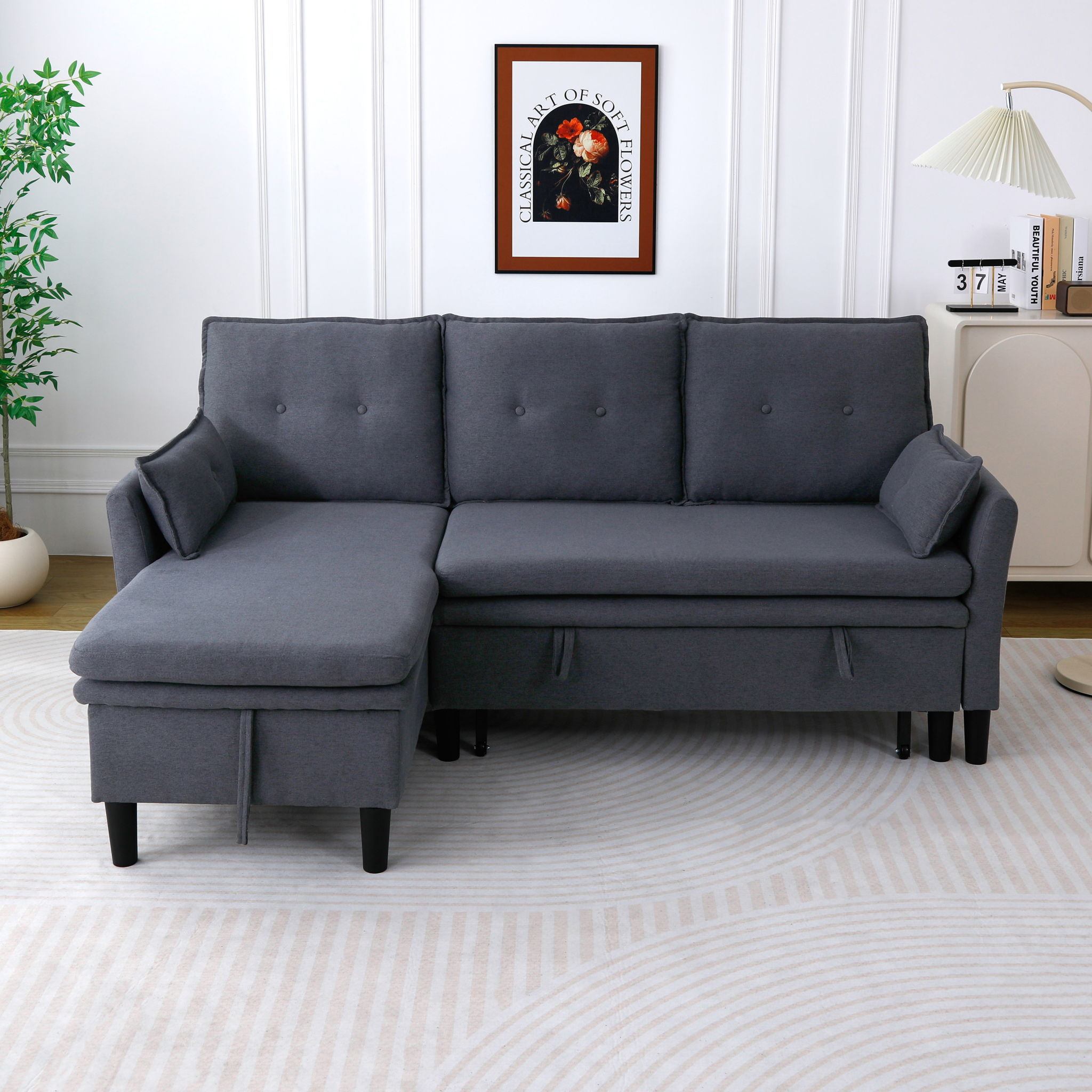 L-Shaped Reversible Chaise Sectional Sofa With Storage