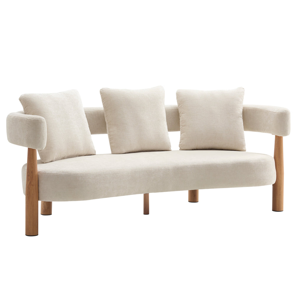 Luxe 76.5 in. Curved 3 Seater Modern Upholstered Chenille Sofa