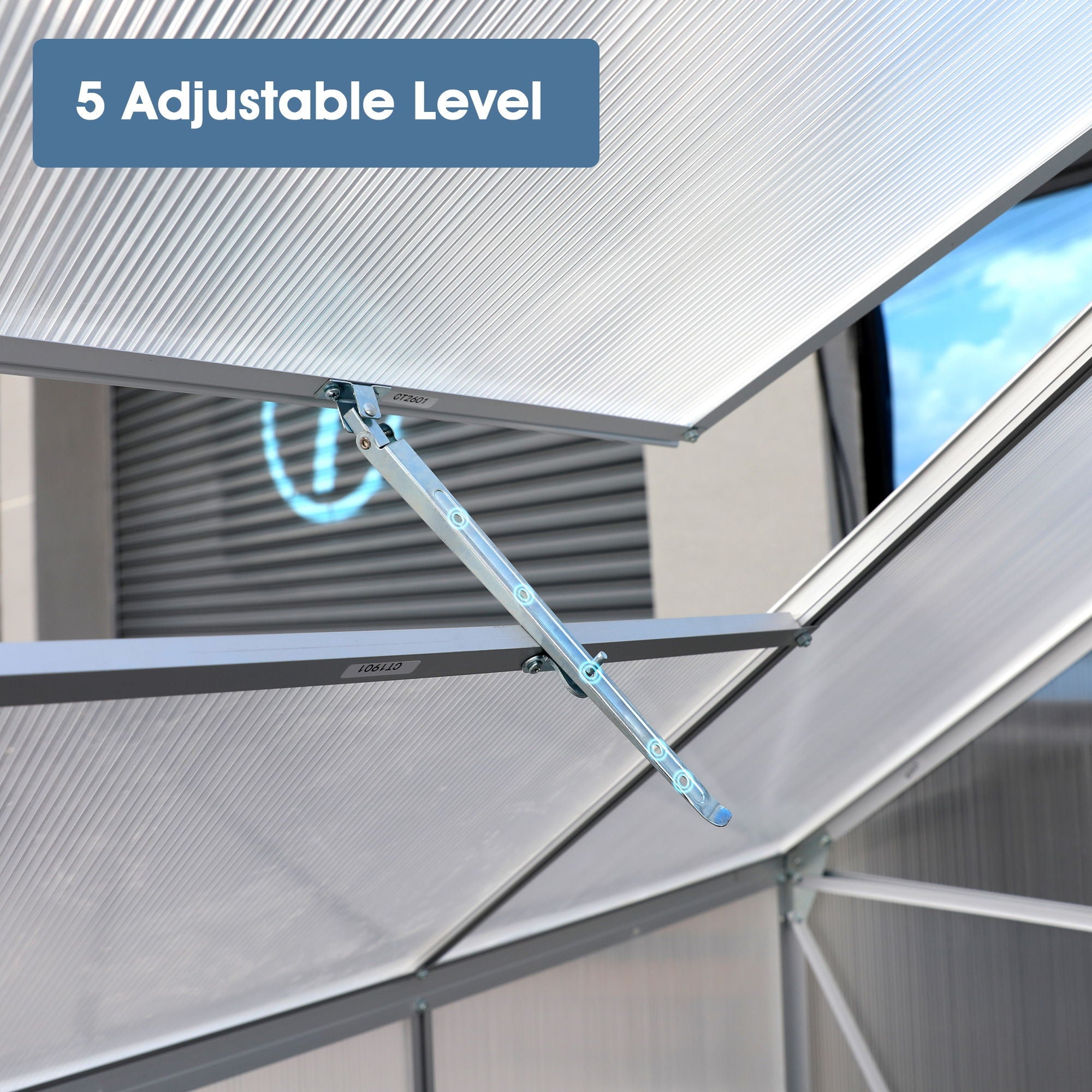Walk-In Polycarbonate house & Roof Vent, Sliding Doors, Aluminum Hobby Hot House For Outdoor