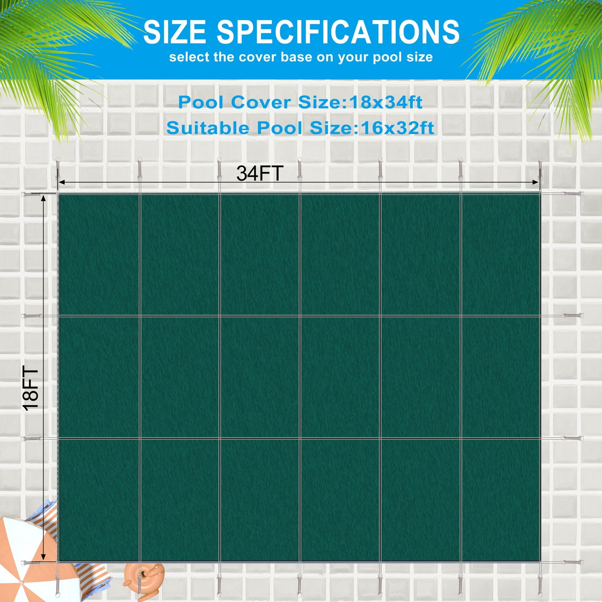 16 x 32 Ft Rectangle Inground Pool Safety Cover