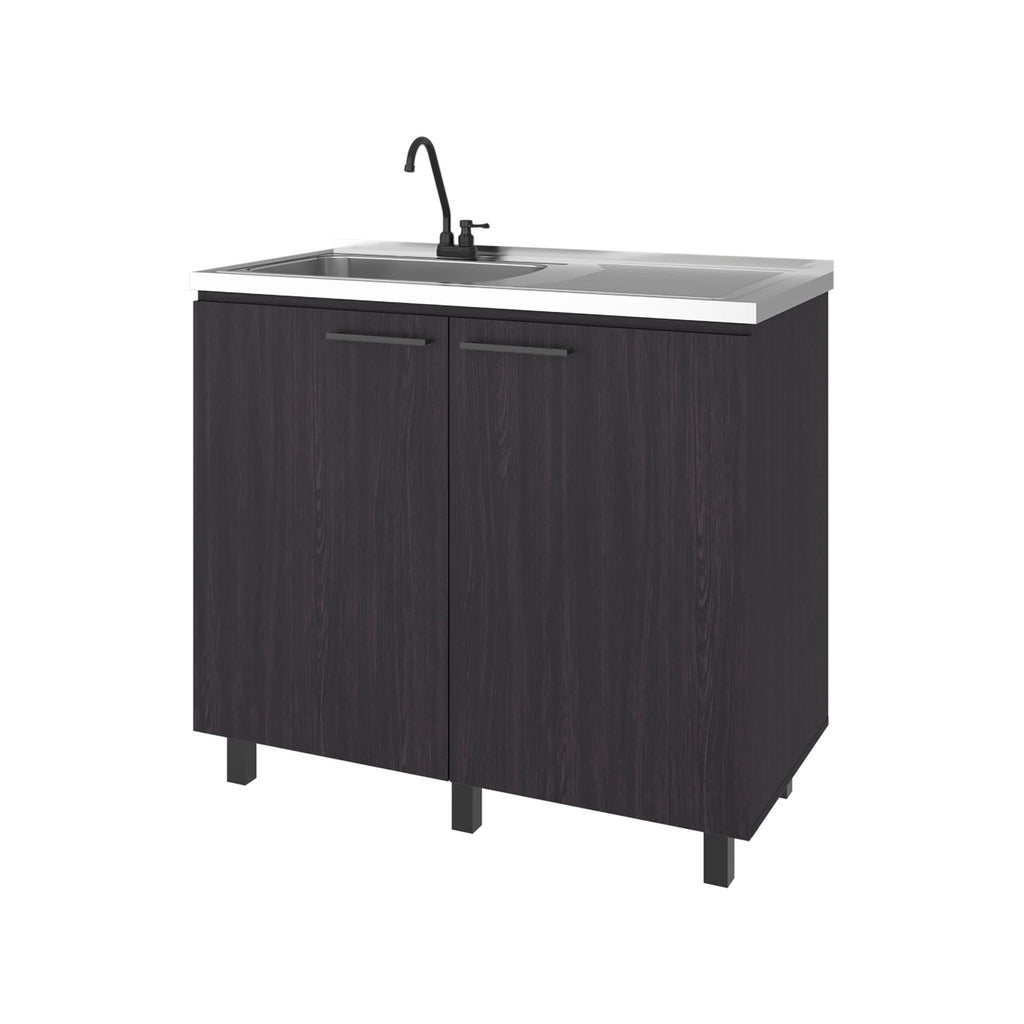Alatna Freestanding Utility Base Cabinet with Stainless Steel Countertop and Faucet