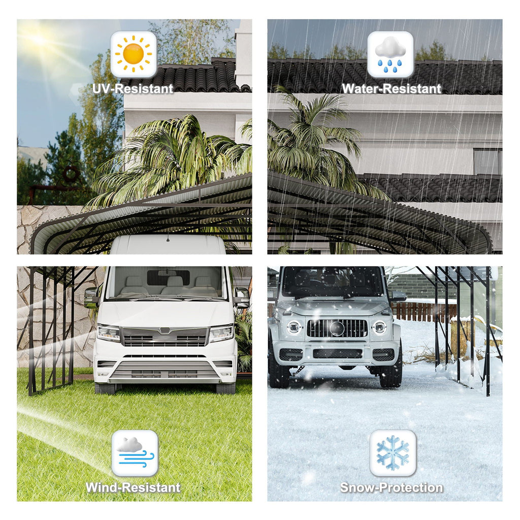 Heavy Duty Carport, All Weather Shelter - Black
