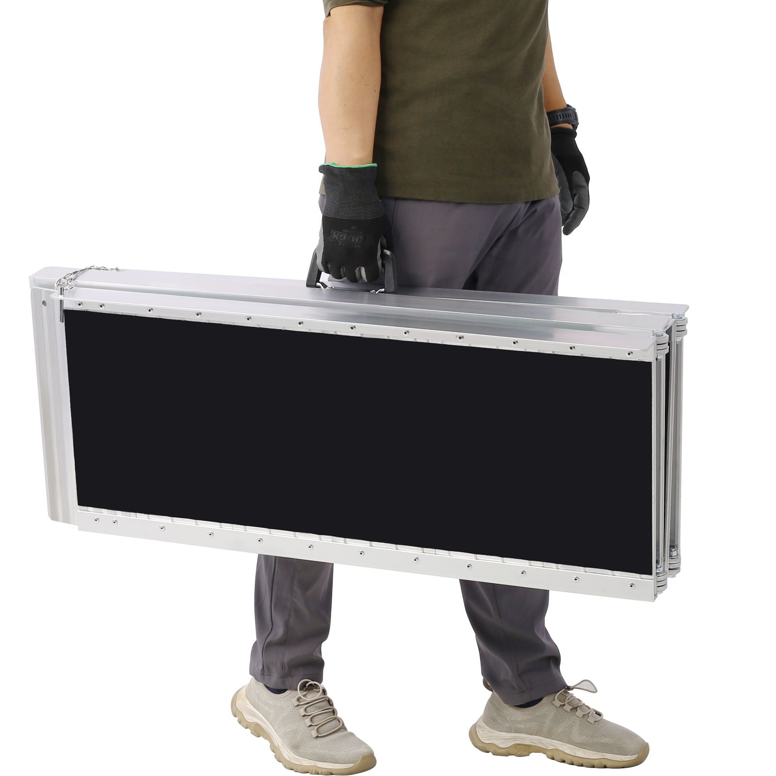 Portable And Foldable Wheelchair Ramp With Non-Skid Surface