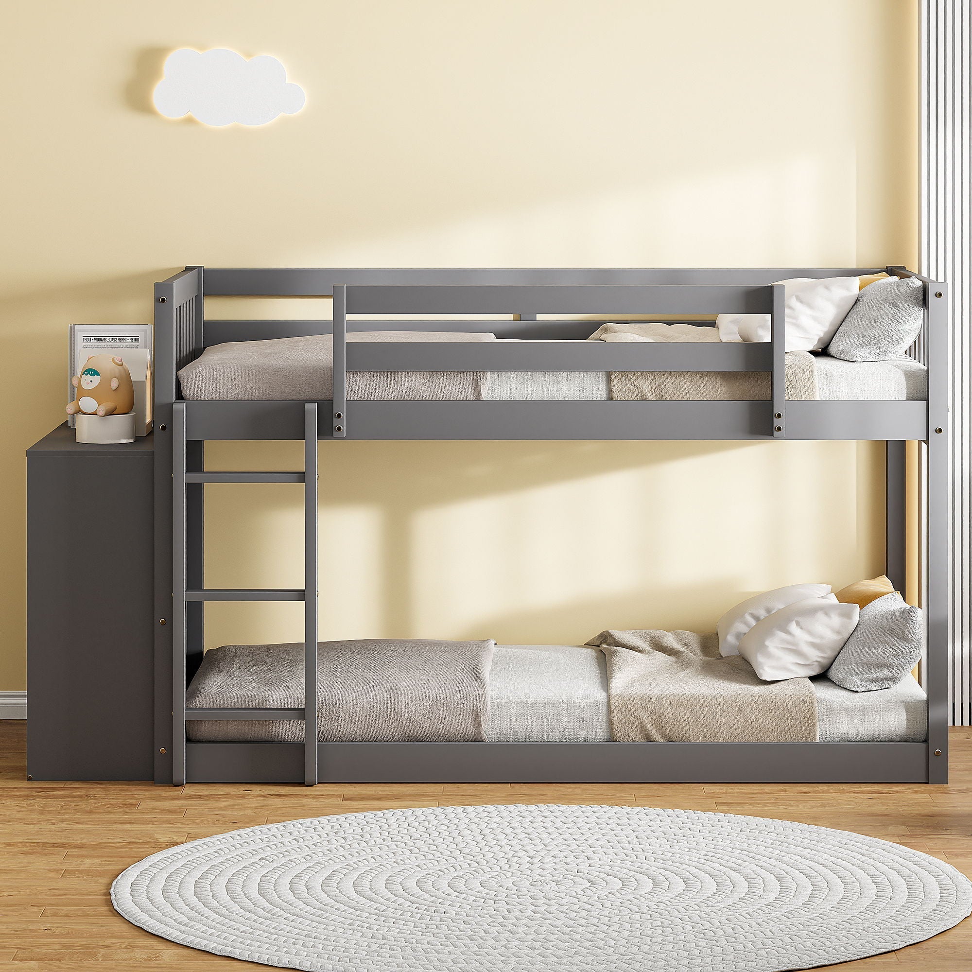Bunk Bed With 4 Drawers and 3 Shelves