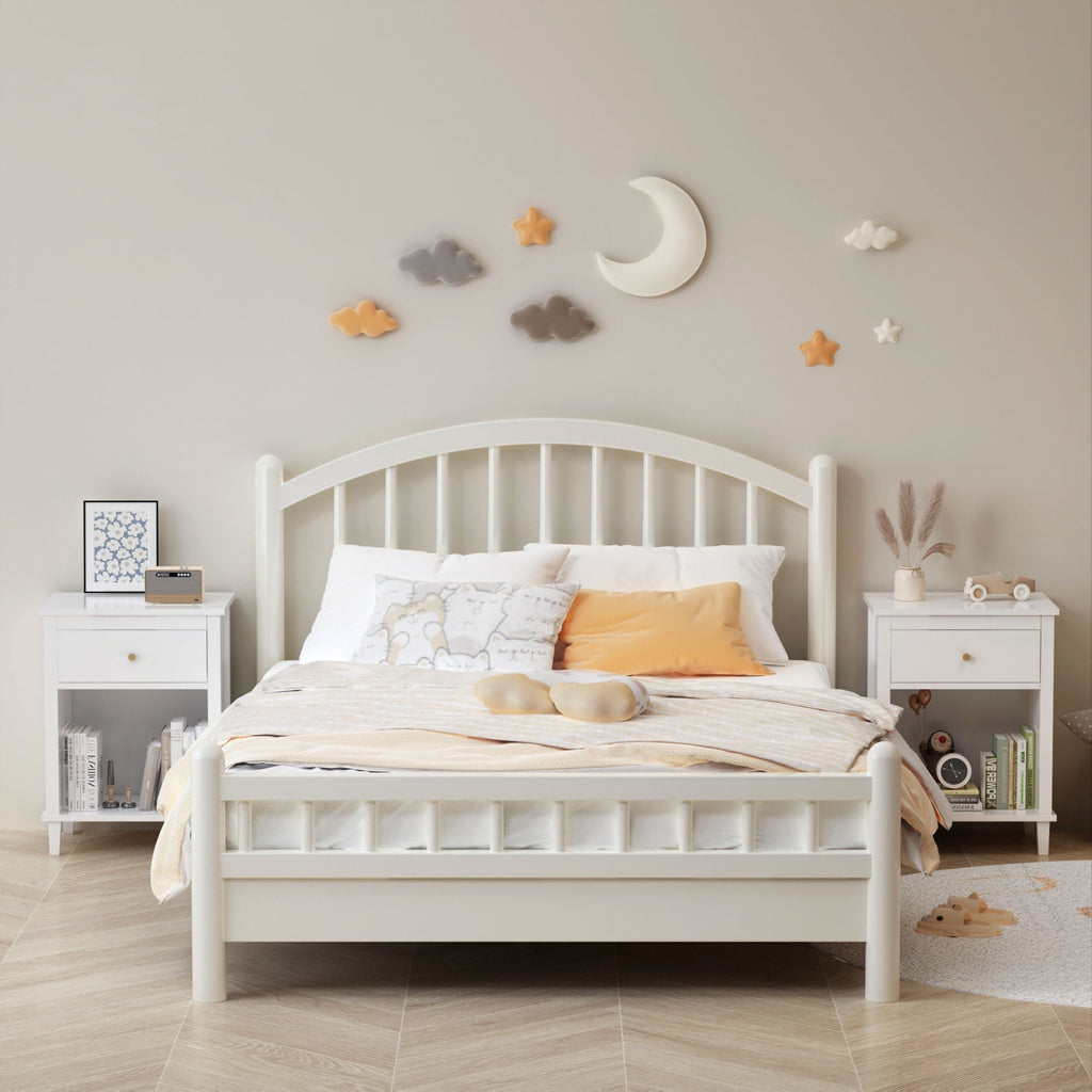 Nightstand With 1 Drawer and 1 Shelf - White