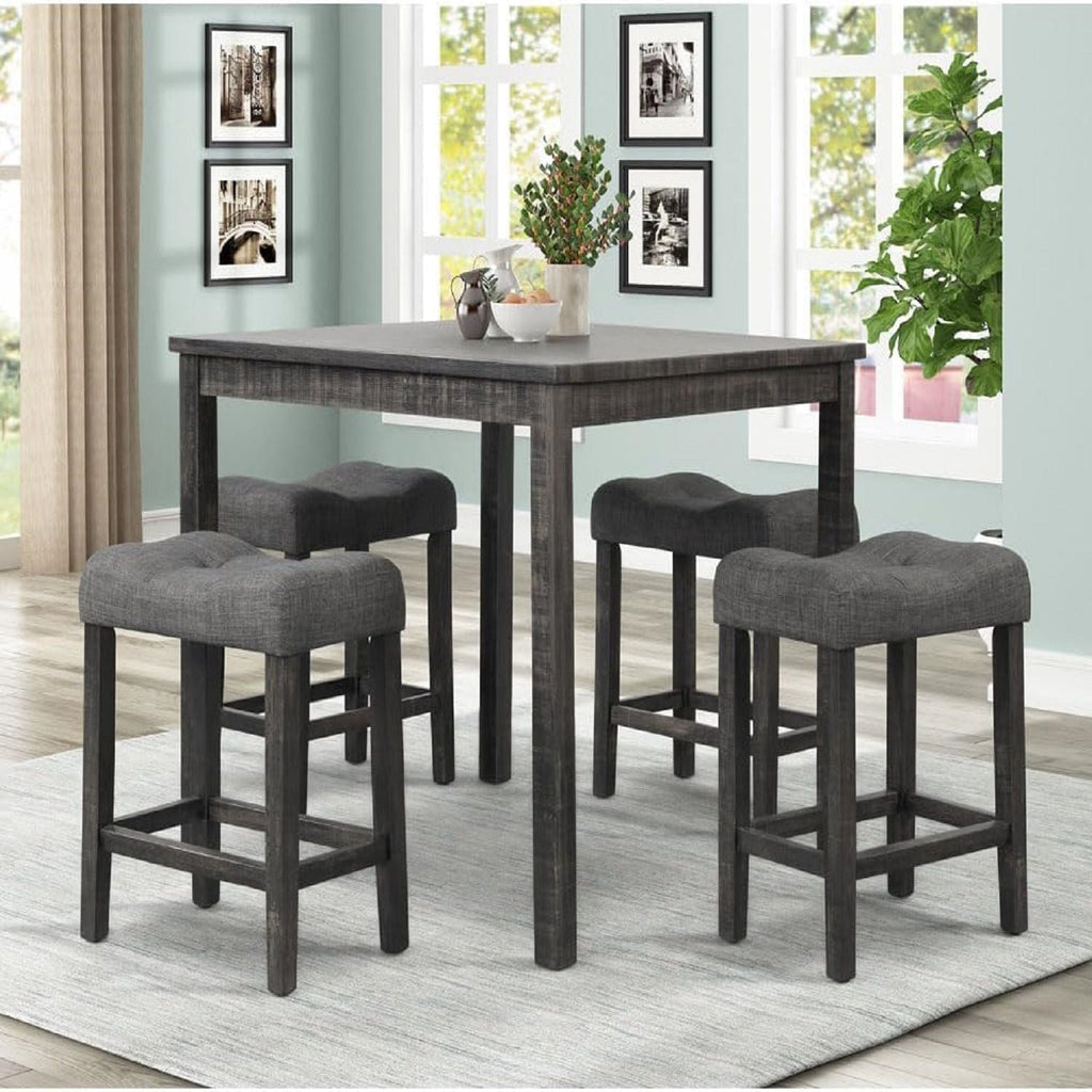 Transitional Style Counter Height Dining Stool With Footrest (Set of 2)