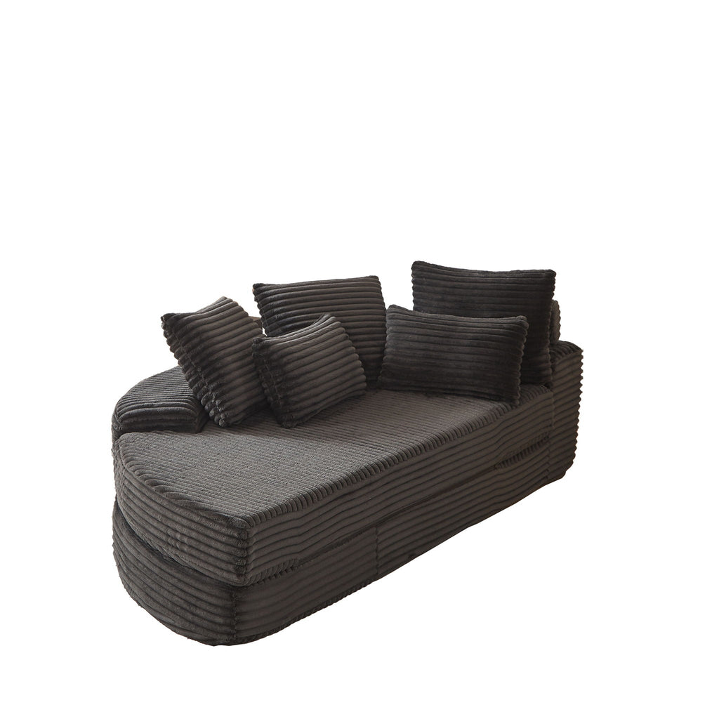 Semi Circular 2 In 1 Sofa Bed With Neck Pillow And Throw Pillows