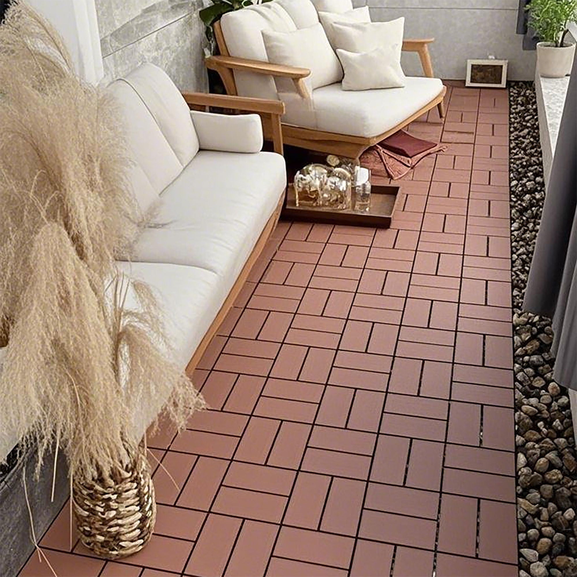 Plastic Interlocking Deck Tiles Patio Deck Tiles Waterproof Outdoor Use