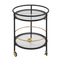 Modern Round Bar Cart with Tempered Glass Shelves